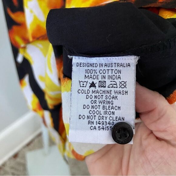 NWT Rollas Flames Fire Print Cotton Bon Shirt size Large - Picture 8 of 8